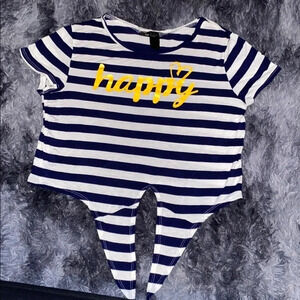 Rebel sugar striped happy  cute T-shirt L